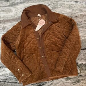 NWT Hem & Thread Quilted Tan Bomber Jacket Women’s Size Large